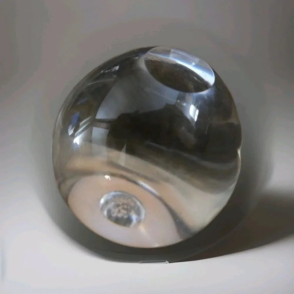 APPLE Ultra Clear Glass PAPERWEIGHT Smooth Pontil Heavyweight Gift